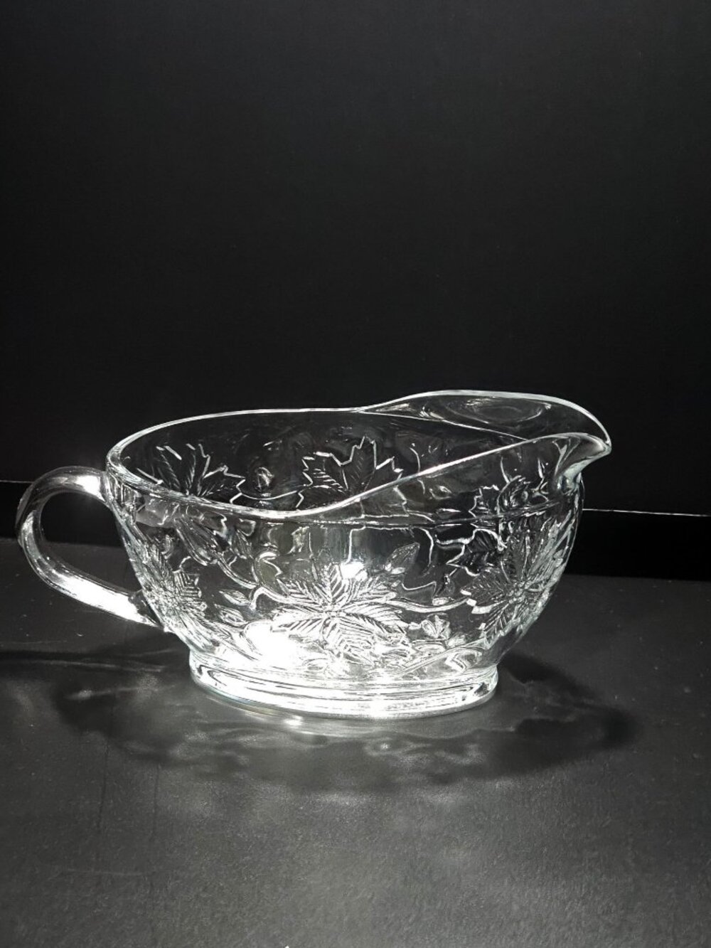 Princess House Fantasia Gravy Boat  Poinsettia chintz holiday floral all over